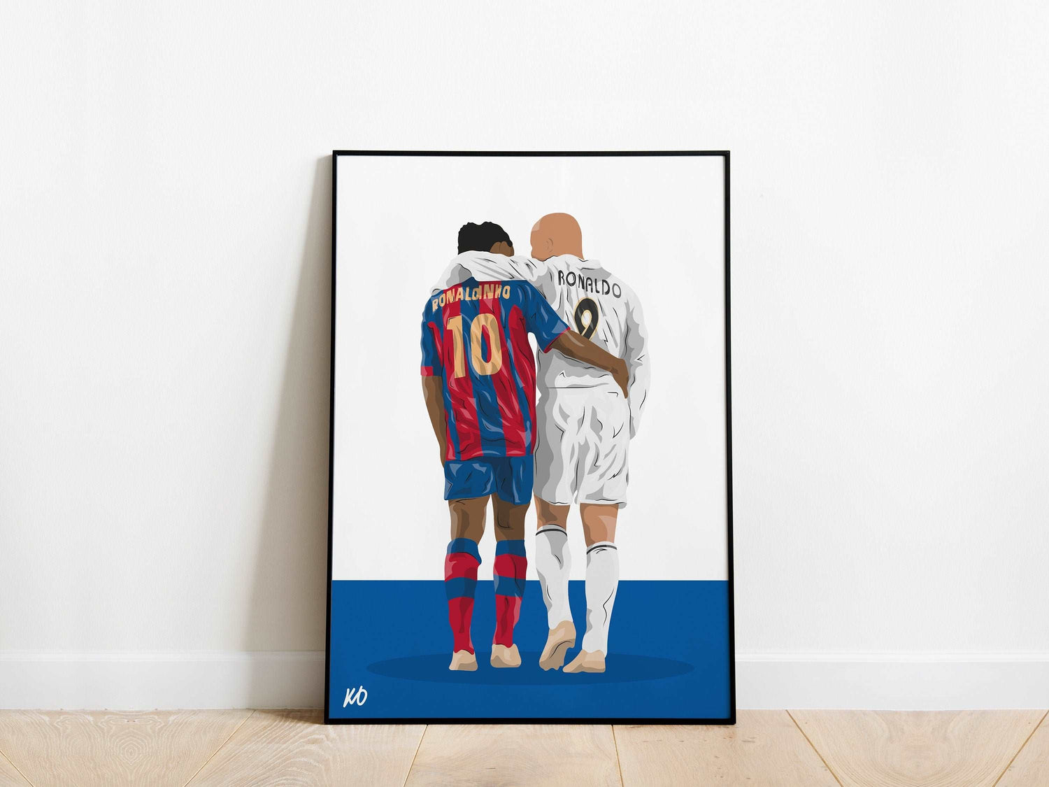 Ronaldinho Barcelona Poster, Ronaldo Nazario R9 Real Madrid Poster - KDDesigns6