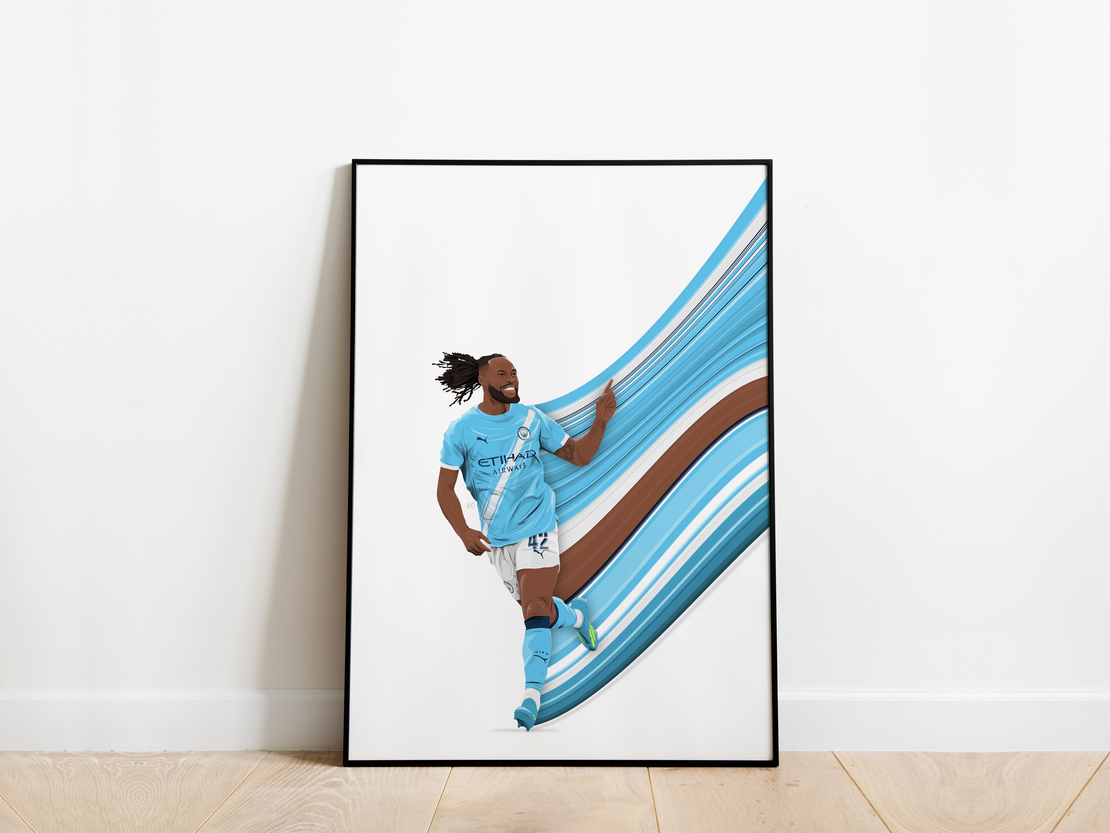 Antoine Semenyo Celebration Pixel Stretch Manchester City Poster