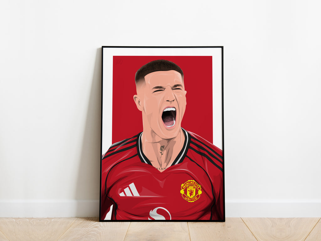 Benjamin Šeško Portrait Manchester United Poster