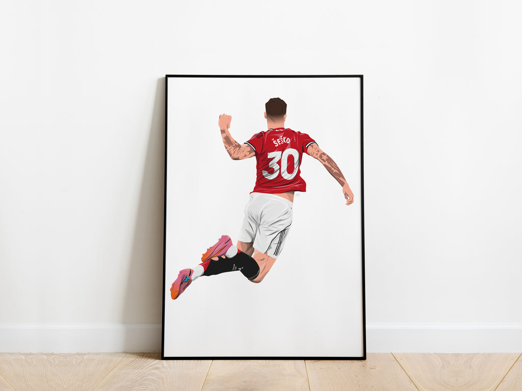 Benjamin Sesko Celebration Manchester United Poster - KDDesigns6