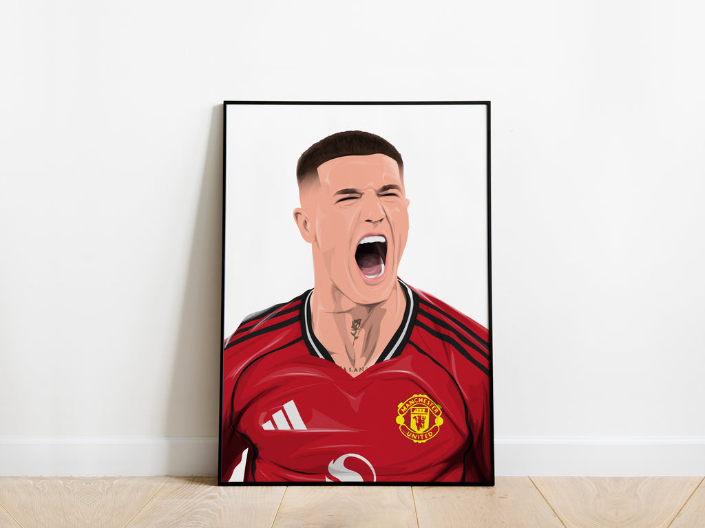 Benjamin Šeško Portrait Manchester United Poster
