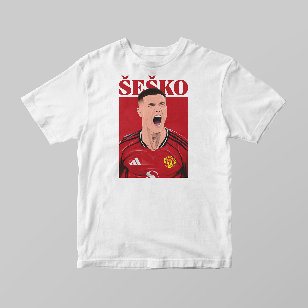 Benjamin Šeško Portrait Manchester United T-Shirt | Premium Illustrated Tee