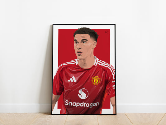 Manuel Ugarte Portrait Manchester United Poster