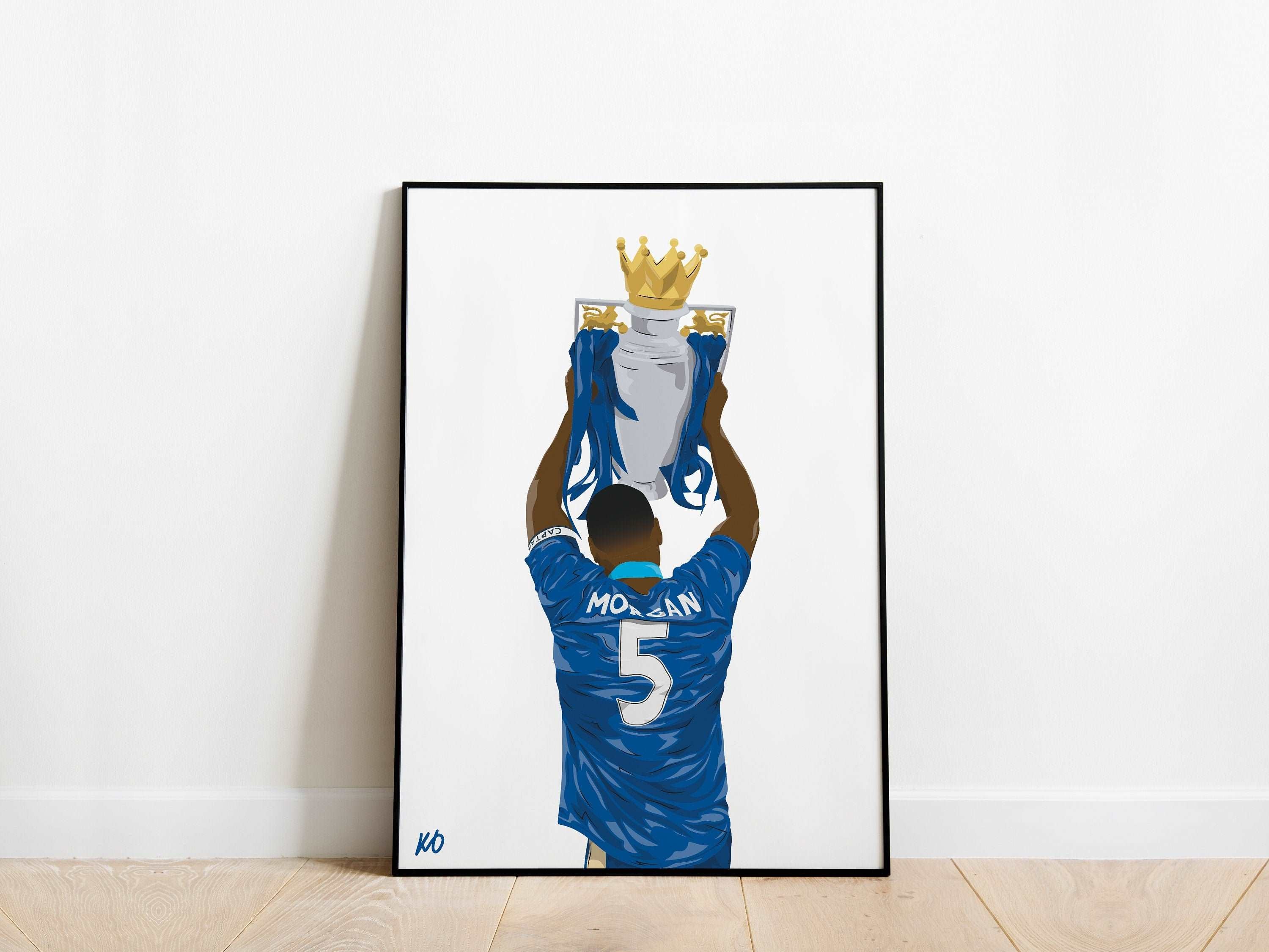Wes Morgan Premier League Trophy Leicester City Poster - KDDesigns6