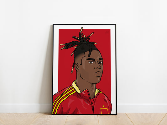 Nico Williams Portrait Spain Poster
