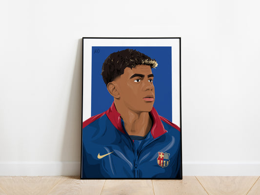 Lamine Yamal Portrait Barcelona Poster - KDDesigns6