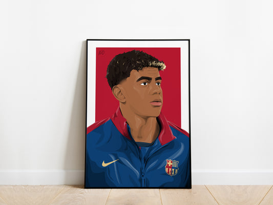 Lamine Yamal Portrait Barcelona Poster