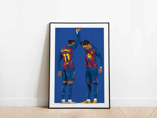 Lamine Yamal, Raphinha 25/26 Celebration Barcelona Poster
