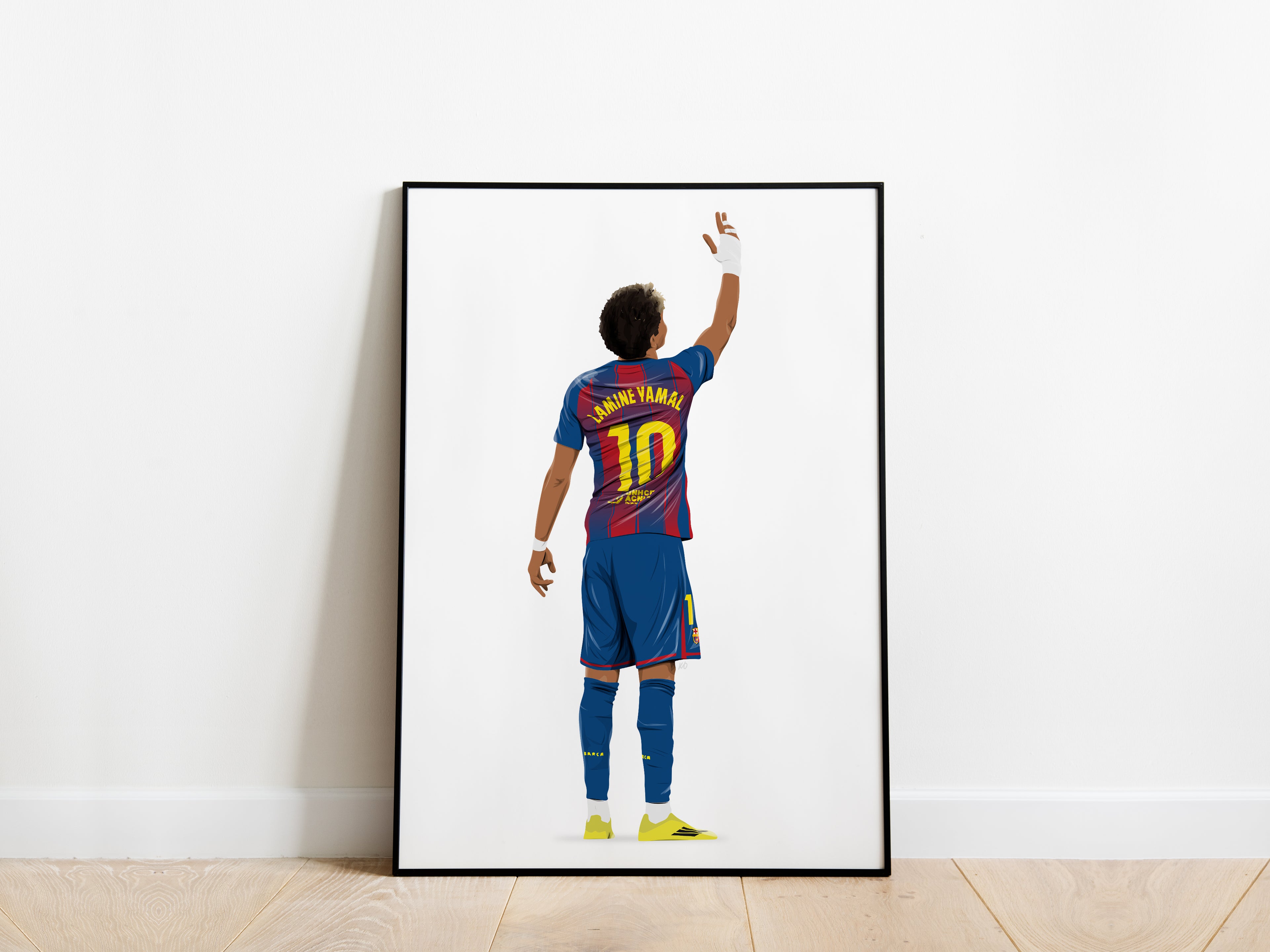 Lamine Yamal Point Hat Trick Celebration FC Barcelona Poster