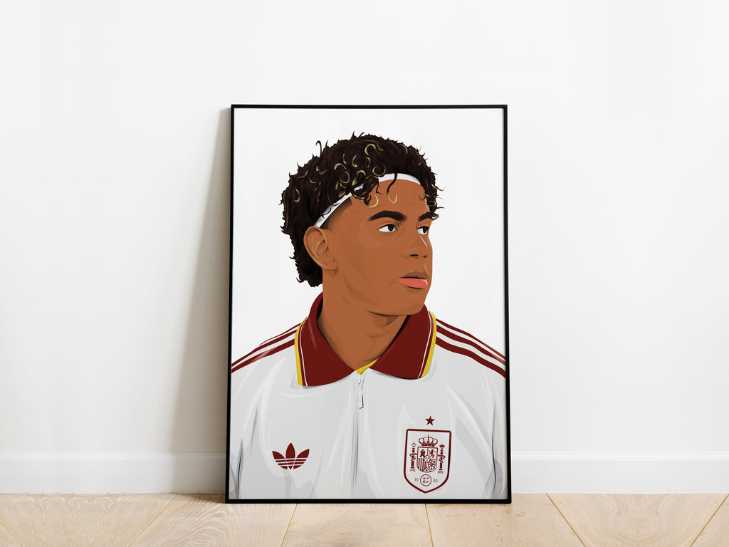 Lamine Yamal Headband Portrait Spain Poster