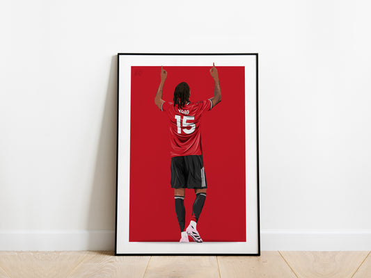 Leny Yoro Celebration Manchester United Poster