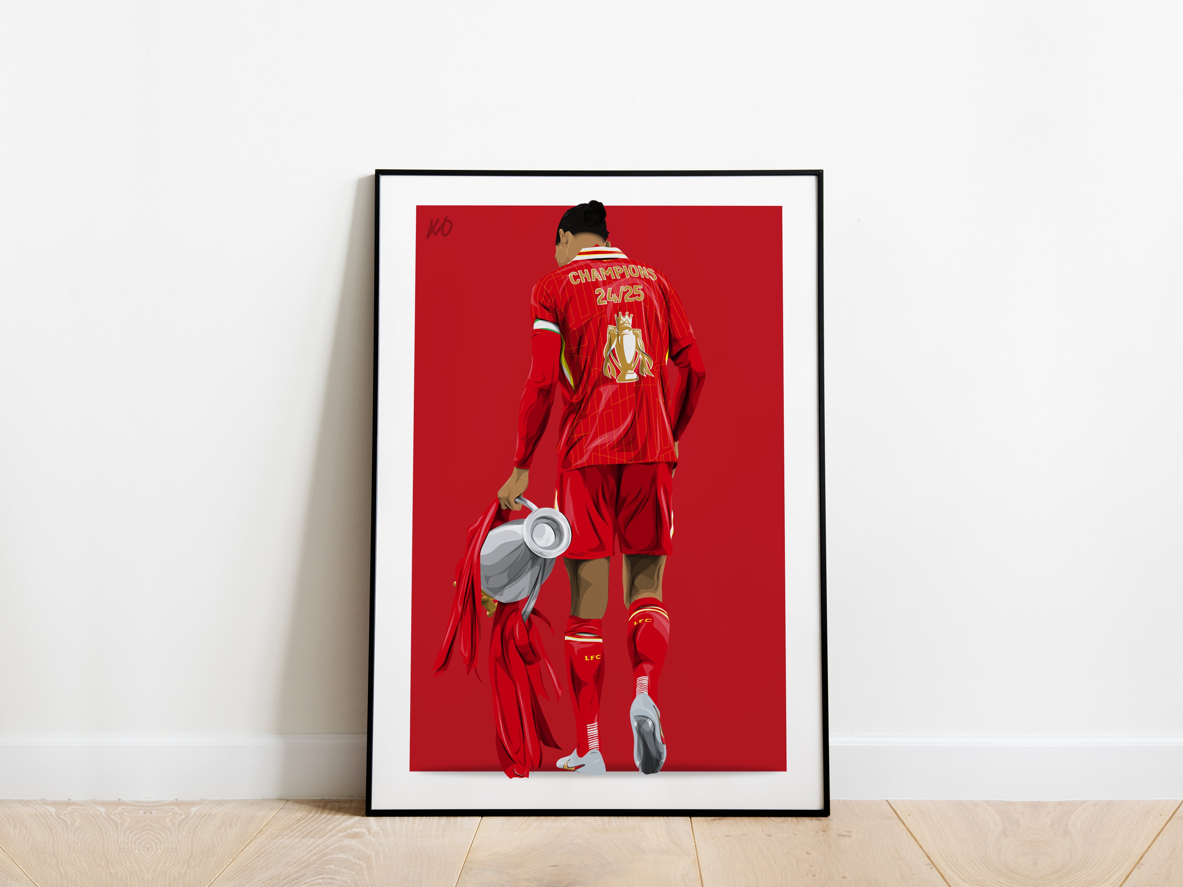 Virgil Van Dijk Premier League Trophy Liverpool Poster - KDDesigns6